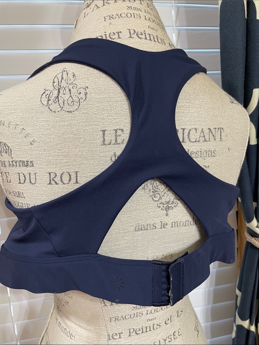Athleta Navy Support Sports Bra with Hook Closure